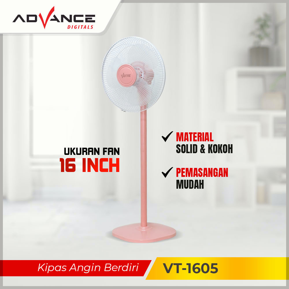 Ready Stock Advance Kipas Angin Berdiri Stand Fan VT1605 Votre 16 inch Garansi Resmi 1 Tahun