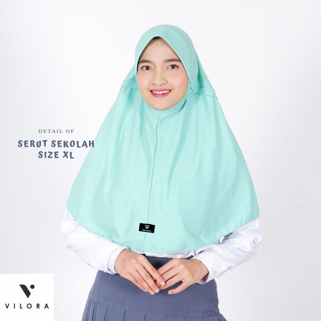 Vilora - Kerudung Sekolah Serut New Color 2023 (Hijab Instan)