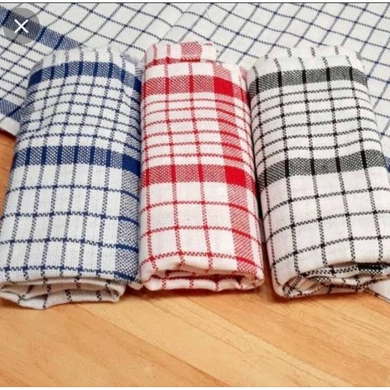 ☆ Sakha Store ☆ Serbet Dapur Lusinan / Kain Lap Dapur Kotak Kotak 12 pcs / Serbet Kotak Kotak Lusina