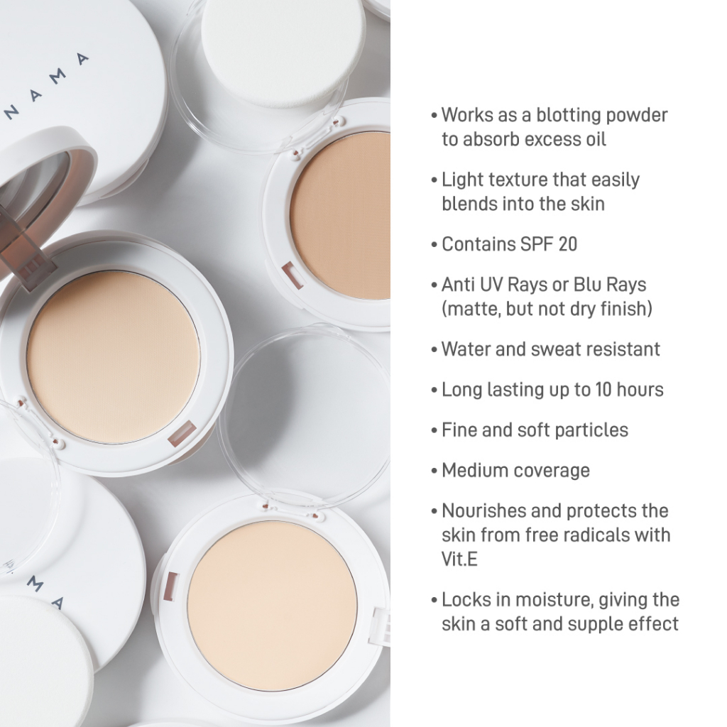 NAMA Power Powder Matte Finish Compact | Compact Powder Oil Control Bedak Padat Menyerap Minyak