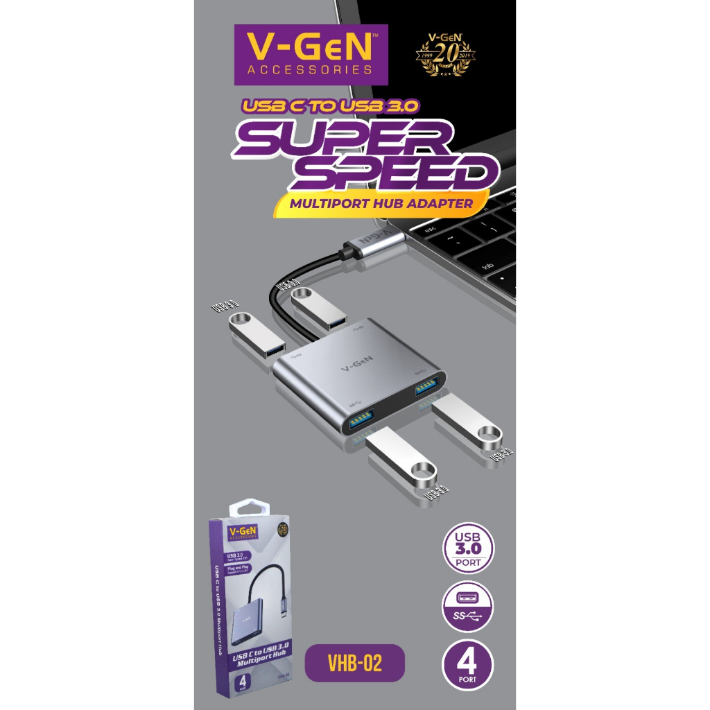 USB Type C HUB V-GeN VHB-02 4 Port USB3.0 5Gbps