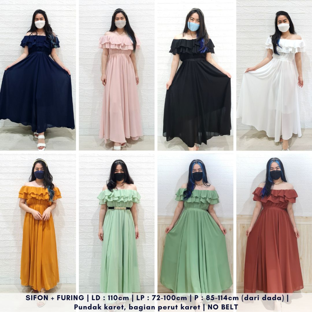 4202 malaika sabrina ruffle dress cny pesta sabrina dress sifon maternity dress