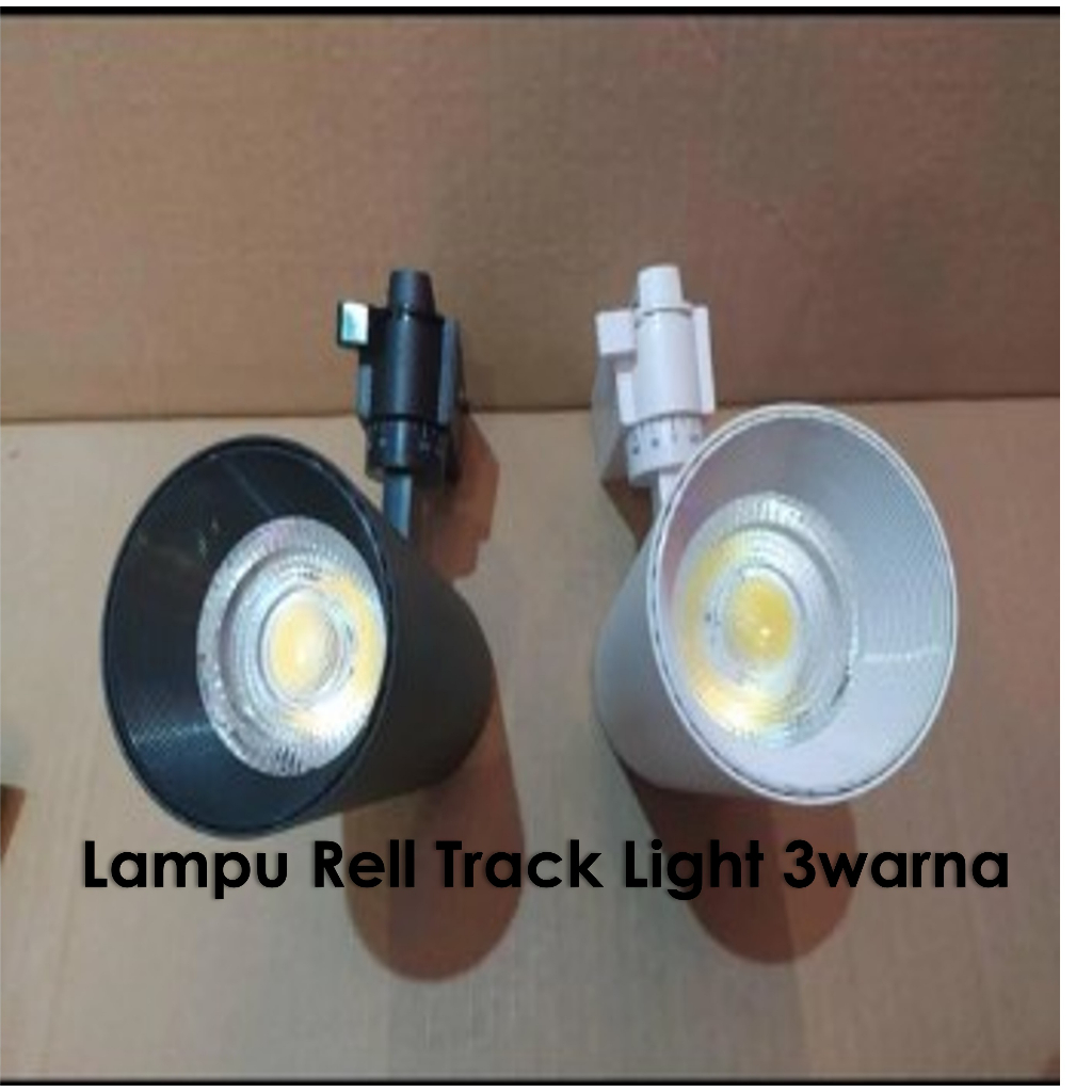 Lampu Led Spotlight Track Rell 3 Warna Cahaya 12w 20w 30 watt Putih Hitam