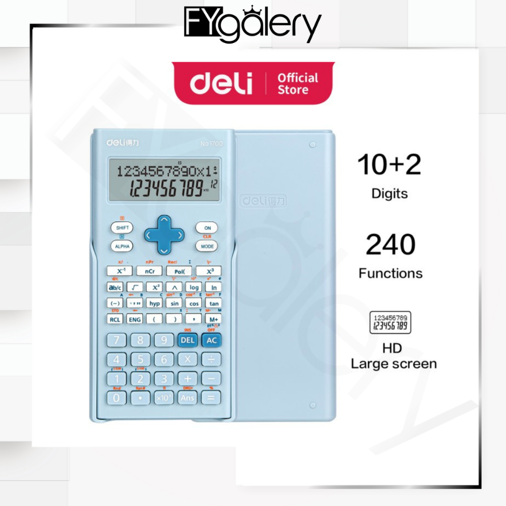 FYGALERY DELI001 Deli Scientific Calculator/ Kalkulator Ilmiah 12 Digit 240 Fungsi 1700