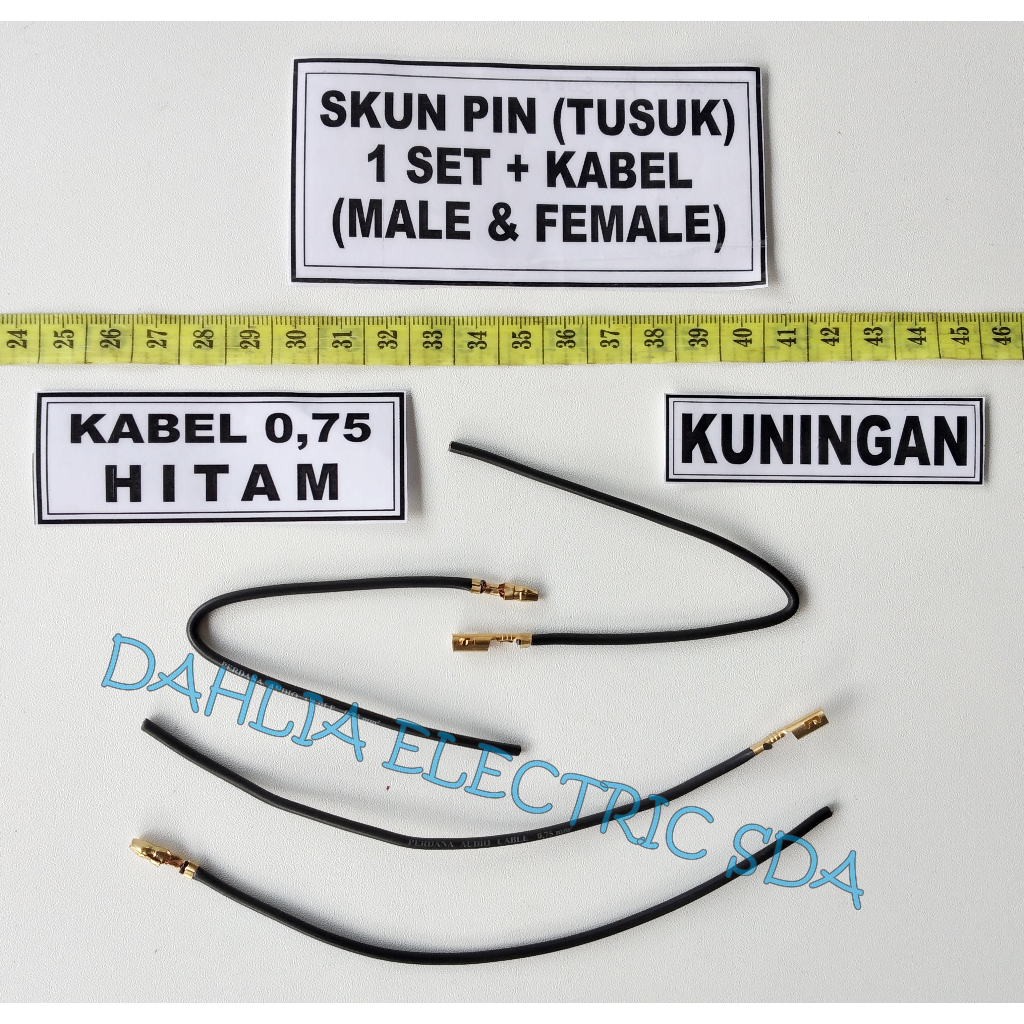 SKUN PIN BULAT ( TUSUK ) 1 SET + KABEL ( MALE DAN FEMALE ) HITAM