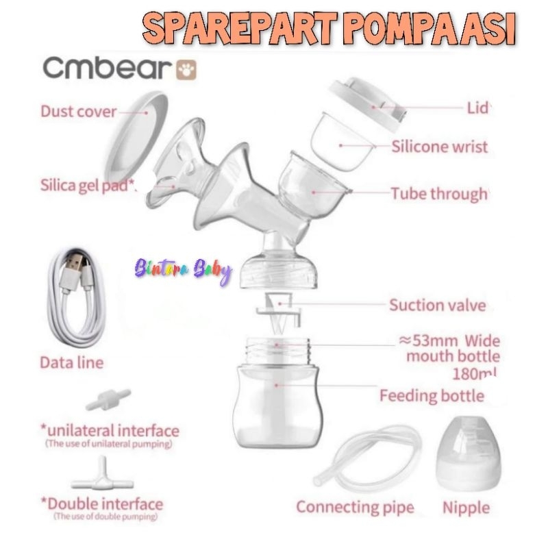 Sparepart Pompa Asi CMBear / Spare part Pompa Asi Elektrik Ganda CMBear CM Bear Breast Pump Twin Pump