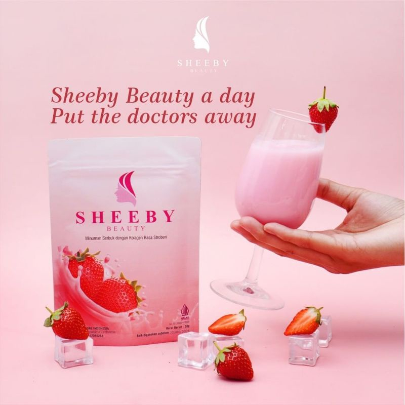 Sheeby Beauty - Minuman Collagen Rasa Strawberry 50 gram - Whitening Booster - Glutathione