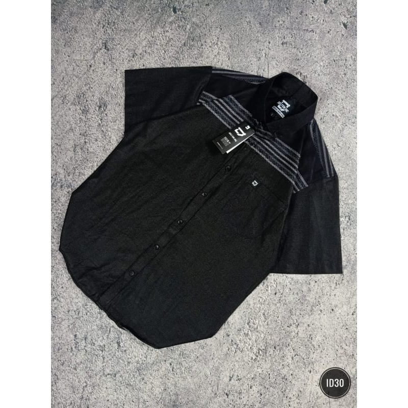 Kemeja Lengan Pendek Pria Model Slimfit Kemeja - Stripe Lengan Pendek Salur Casual (ID27)