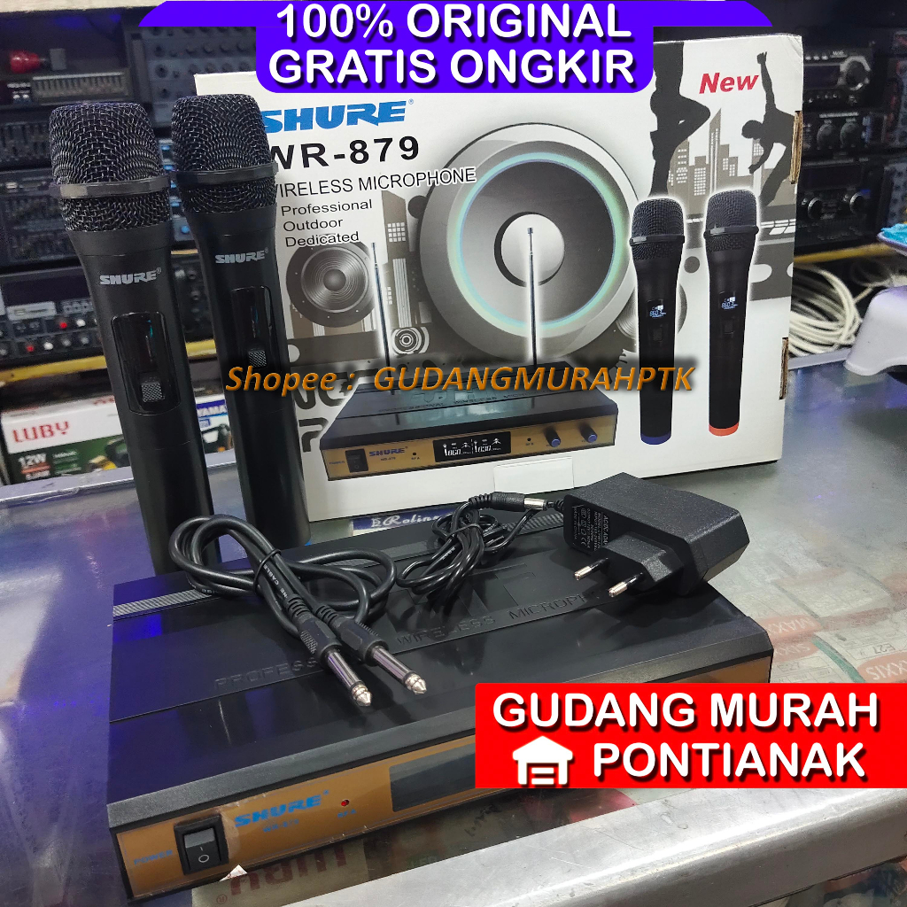 Mic Shure SUARA BERSIH DAN JERNIH SEPUL KUAT dan NYARING SUARANYA wr879 microphone shure wr 879 UHF Kualitas Premium Cocok Untuk Panggung dan Acara