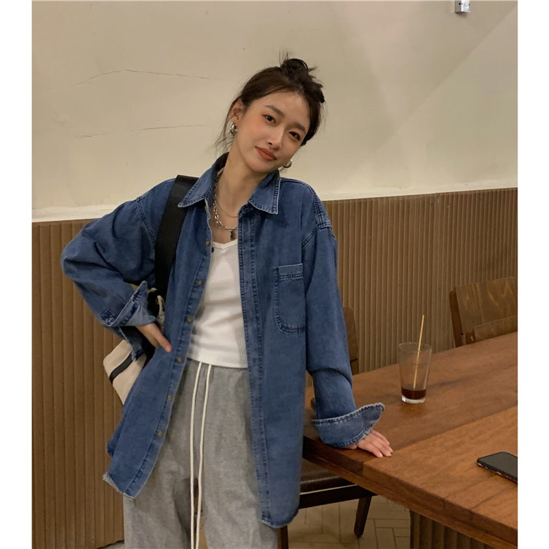 jaket jeans wanita kekinian/korean style lengan panjang import outer jaket terbaru jaket denim oversize