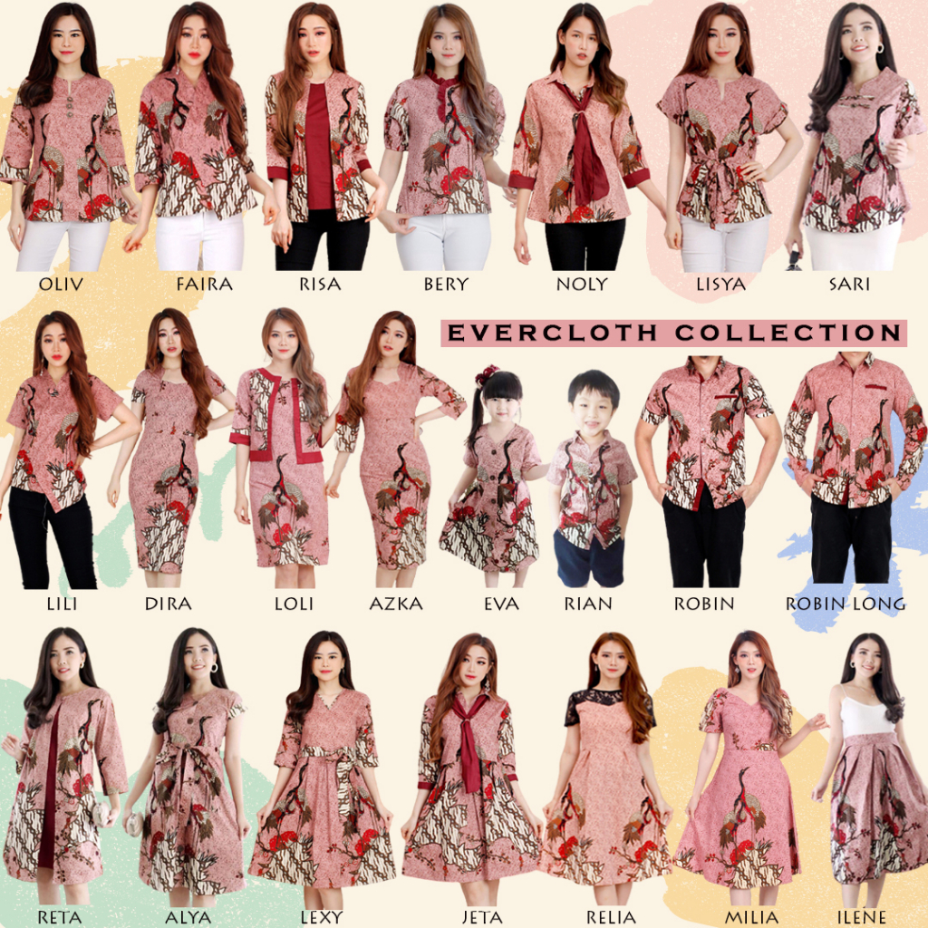 Evercloth Vilo Blazer Batik Wanita Outer Batik Rompi Wanita Jaket Luaran Family Batik Couple Atasan Blouse Batik Bomber Couple Seragam Couple Batik Modern Burung Pink