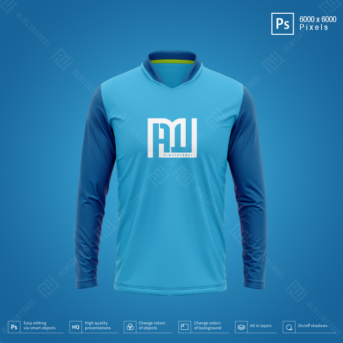 MOCKUP JERSEY KERAH V LENGAN PANJANG - RESOLUSI 6000x6000 Pixels