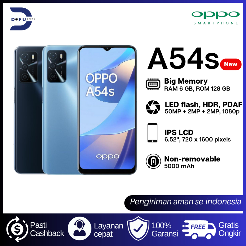 OPPO A54s 6GB/128GB Camera 50MP, 5000 mAh Garansi 1 year