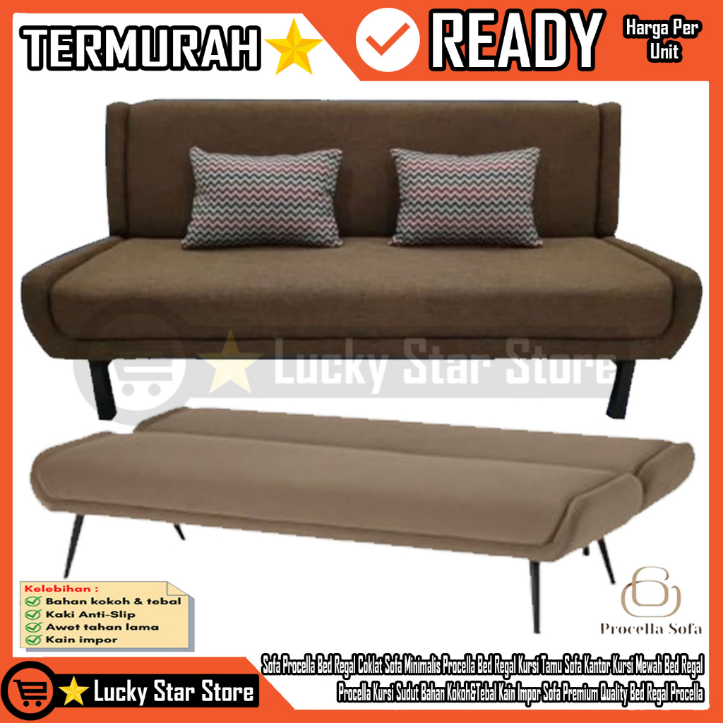 [Kargo] Sofa Bed Procella Regal Coklat Kursi Tamu Sofa Bed Minimalis Procella Bed Regal Sofa Kantor 