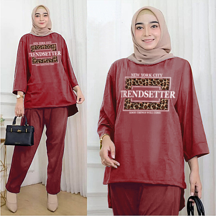 RILLO - ONESET WANITA OVERSIZE BABYTERRY TRENDSETTER ATASAN DAN CELANA / SETELAN TUNIK LD 120 CM