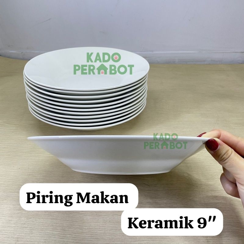 piring keramik polos 9inch - piring makan keramik - piring polos