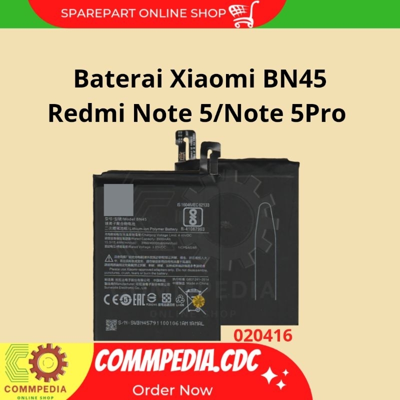 Baterai Xiaomi Redmi Note 5/5Pro BN45 ori 100