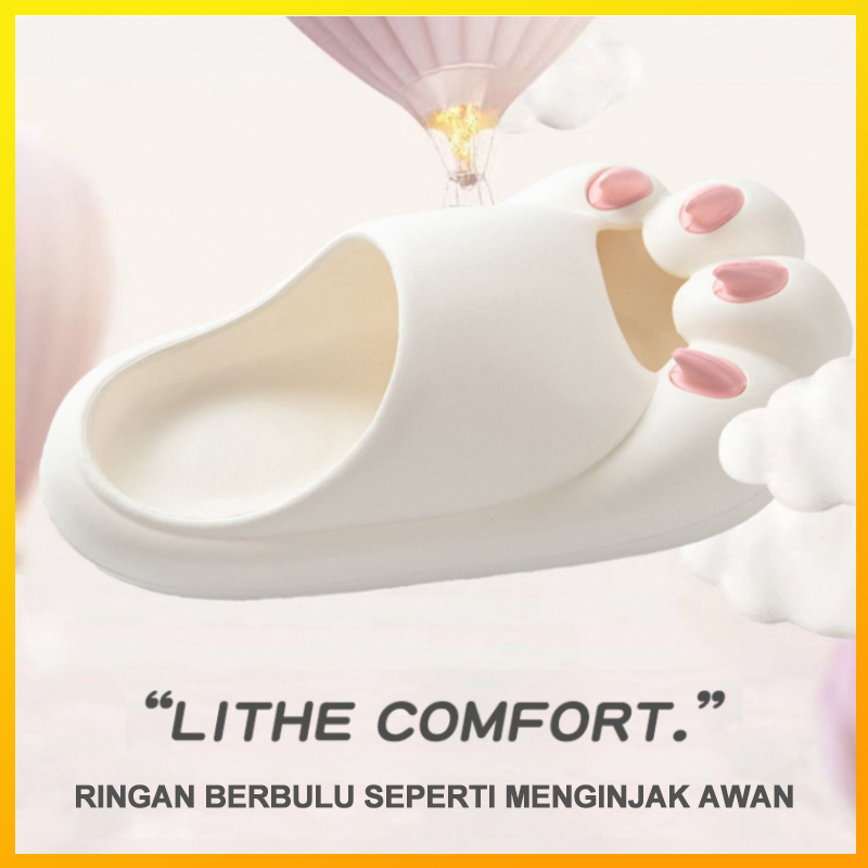 Sendal Jelly Wanita korean style Karet Sandal Import Terbaru Motif Kartun Beruang Cakar Sandal Kamar Tebal Yang Lembut Nyaman Dan Bergaya
