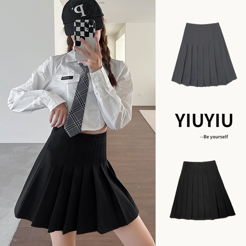 YIU YIU Rajut - Korean Style Women Mini Skirt Pleated Plain Rok Pendek Polos Model Lipat Tennis Skirt Rok Mini With Inner Pants