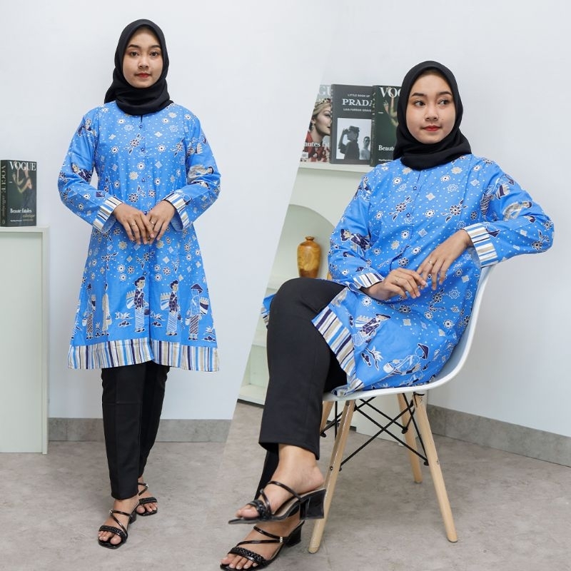 Tunik Motif Bu Tedjo Lengan Panjang -Naira Batik