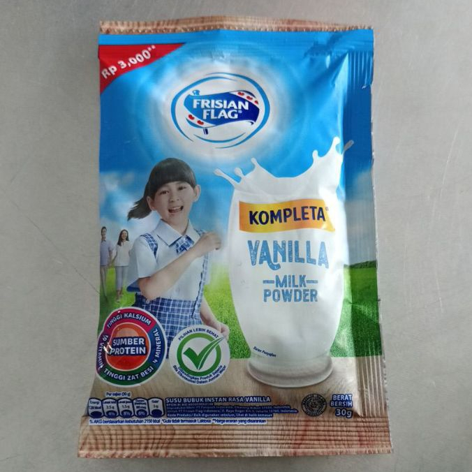 

FRISIAN FLAG PUREFARM KOMPLETA VANILA SACHET 30 GR (1RENCENG ISI 10PCS)