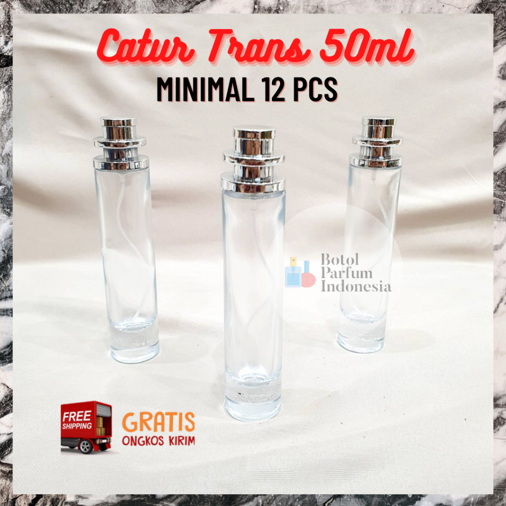BOTOL PARFUM CATUR 50ML DRAT PUTAR - BOTOL PARFUM KOSONG CATUR - BOTOL PARFUM KACA 50ML