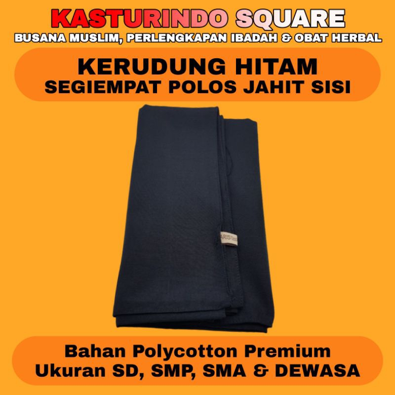 Kerudung Segiempat Hitam SMK Jilbab Hijab Sekolah Polos