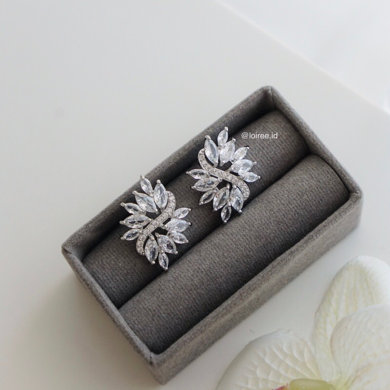 WILLA | Wedding Collection - Zirconia Marquise Stud Bridal Earrings - Anting Wanita