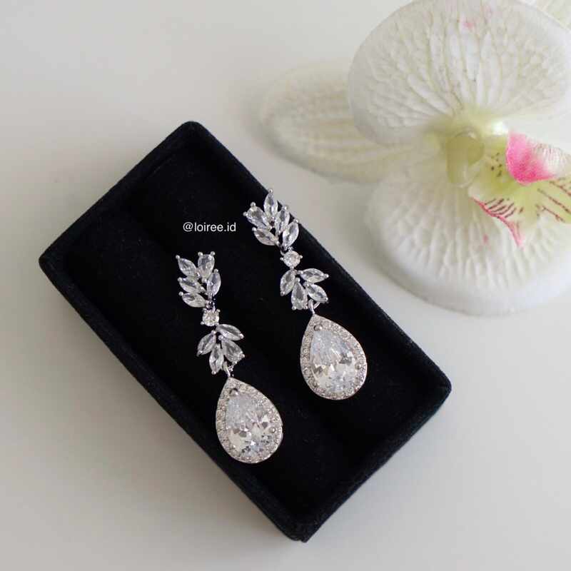 KEIRA | Wedding Collection - Zirconia Dangle Stud Bridal Earrings - Anting Wanita