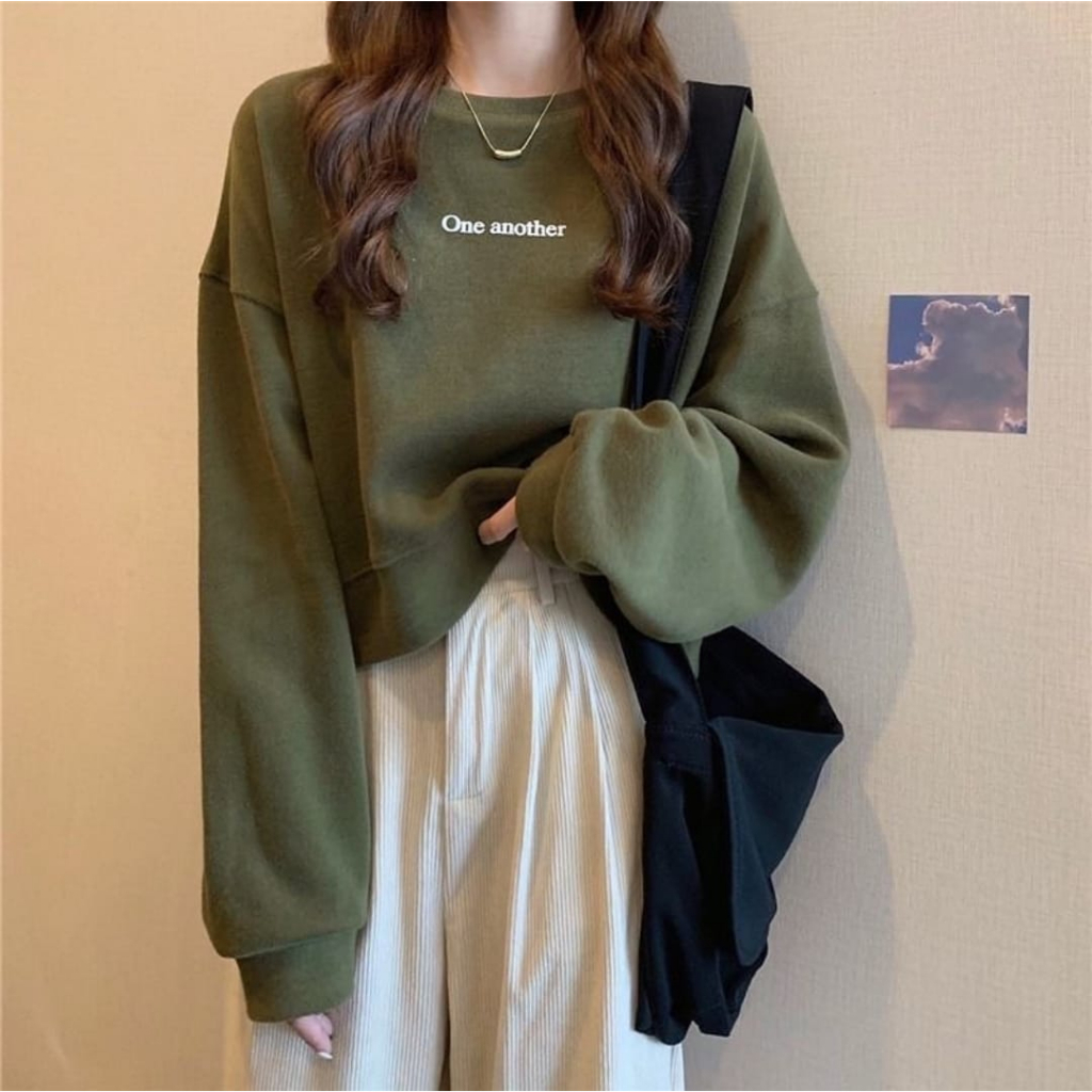 One Another Croope Sweater street Oblong - Sweater crope wanita Korean style