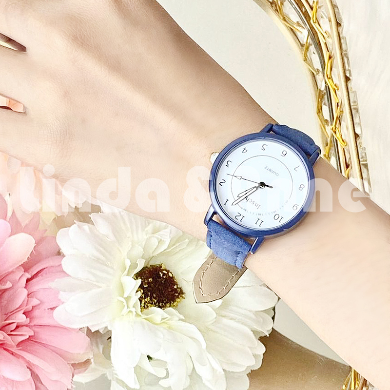 Jam Tangan Strap PU Analog Untuk Wanita Gaya Retro Fashion Import