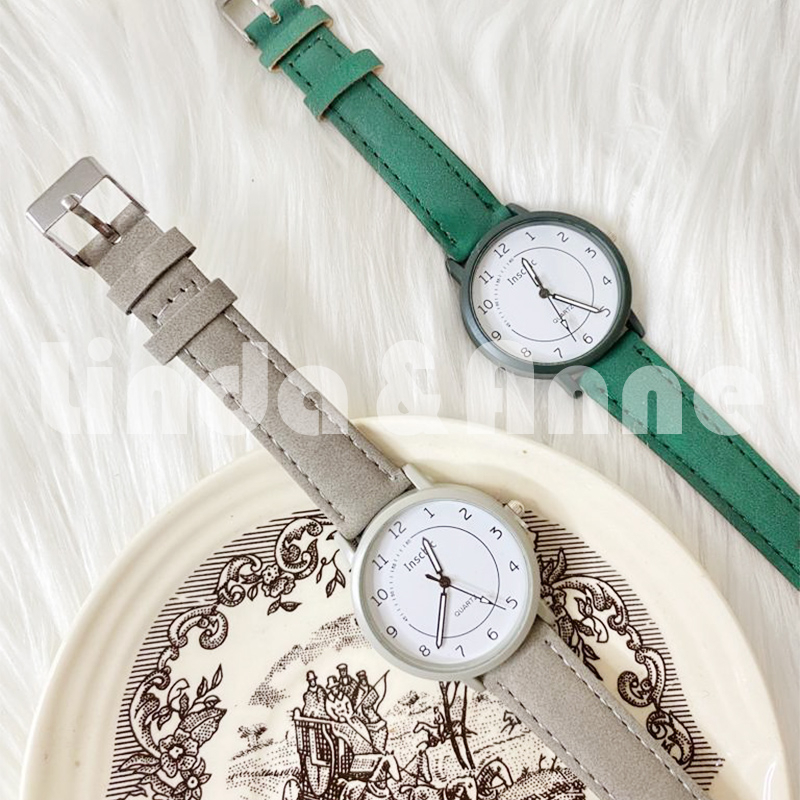 Jam Tangan Strap PU Analog Untuk Wanita Gaya Retro Fashion Import