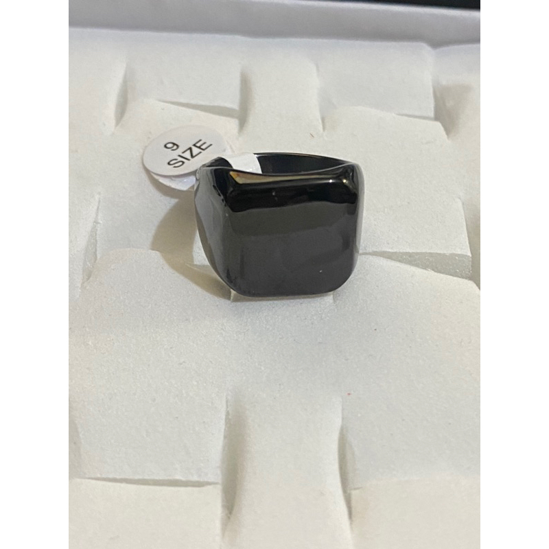 cincin pria titanium kotak full hitam