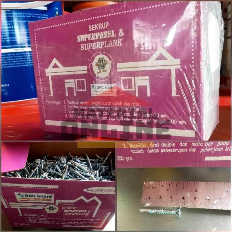 Sekrup Skrup GRC BOARD Tebal Kuping Sirip Panjang Superpanel Super Panel Lisplang 3 Cm 3Cm