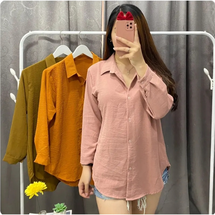 KEMEJA LENGAN PANJANG WANITA POLOS/KEMEJA WANITA TERLARIS/KEMEJA LENGAN PANJANG POLOS