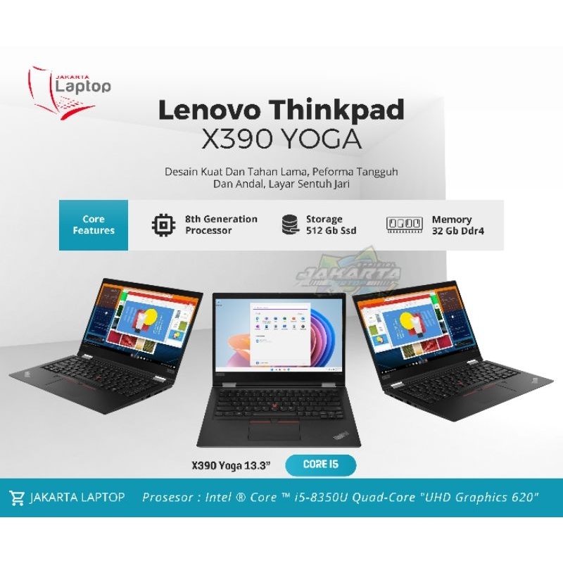 Lenovo Thinkpad Touchscreen X390 Yoga | Core i5 | Ram 32Gb | Ssd 512Gb | Mulus Murah Bergaransi