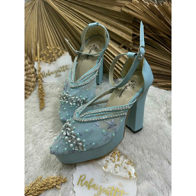 Sepatu wedding pesta Cantik Ayuni Babyblue Hak 12 cm