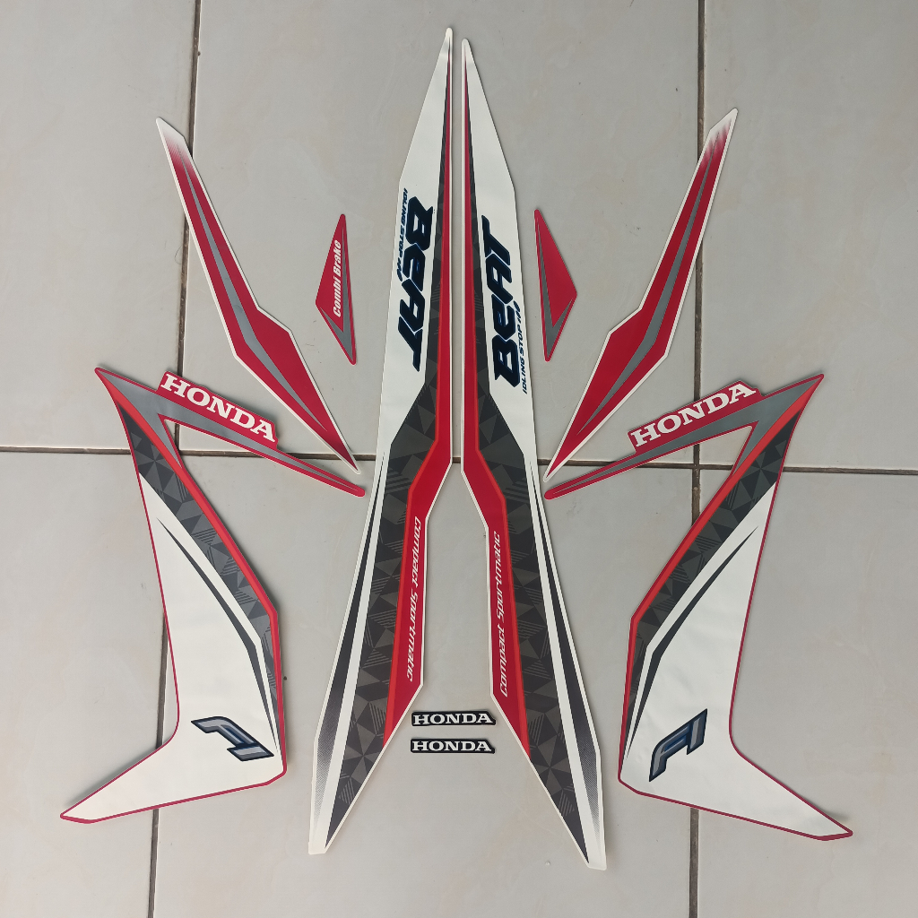 sticker striping beat new fi 2017 putih merah