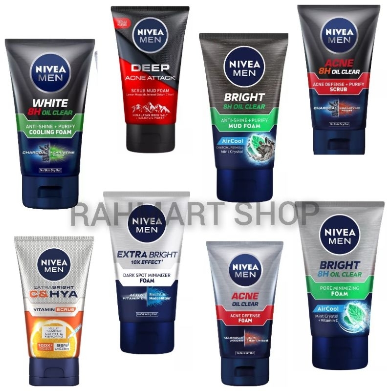 NIVEA MEN Extra Bright 10x Effect Dark Spot Minimizer Foam 100 ml - 100ml - Nivea Deep Acne Attack 100ml