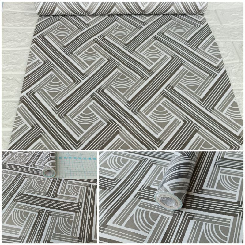 Wallpaper Sticker Dinding Terbaru Abu Hitam Motif Bilik Bambu Anyam Minimalis