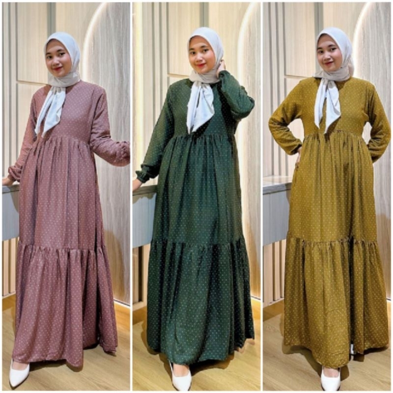 BISA COD GALERIAZKIYA GAMIS RAYON POLKA/ GAMIS POLKADOT/ DRESS POLKADOT KECIL/ BAJU POLKA LOVERS/ GA