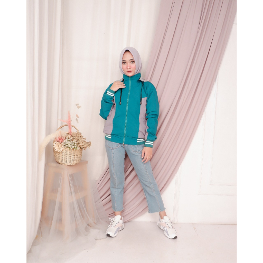 Justrue Jaket Hoodie Wanita Bolak Balik Kekinian Tosca