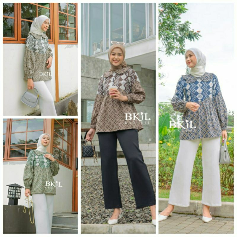 Batik wanita ASJ SA HRB026 Kenongo Kemeja Tosca Pendek