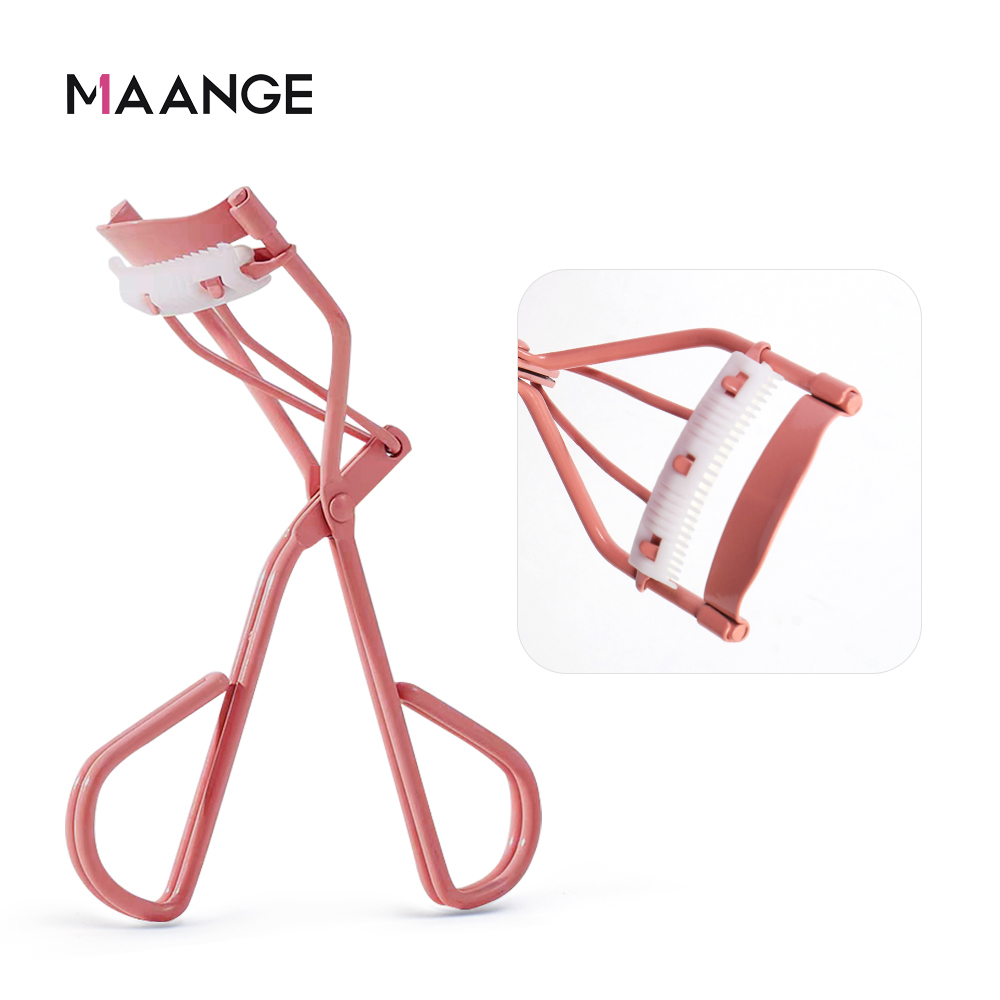 MAGEFY Pink Eyelash Curler with Eyelash Comb Handheld Long Lasting Metal Premium Eyelash Curler Clip Big Eye Cosmetic Tools Women Accessories 1305