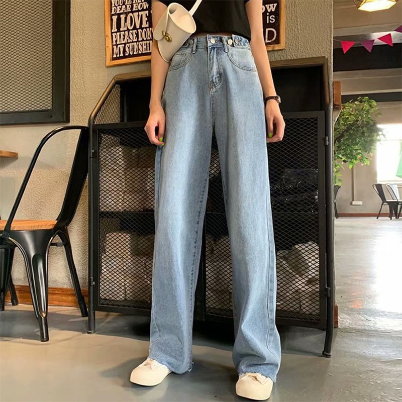 New diimpor celana panjang perempuan high-waist loose straight-leg pants celana jeans panjang wanita/ jeans anak perempuan/jeans boyfriend wanita