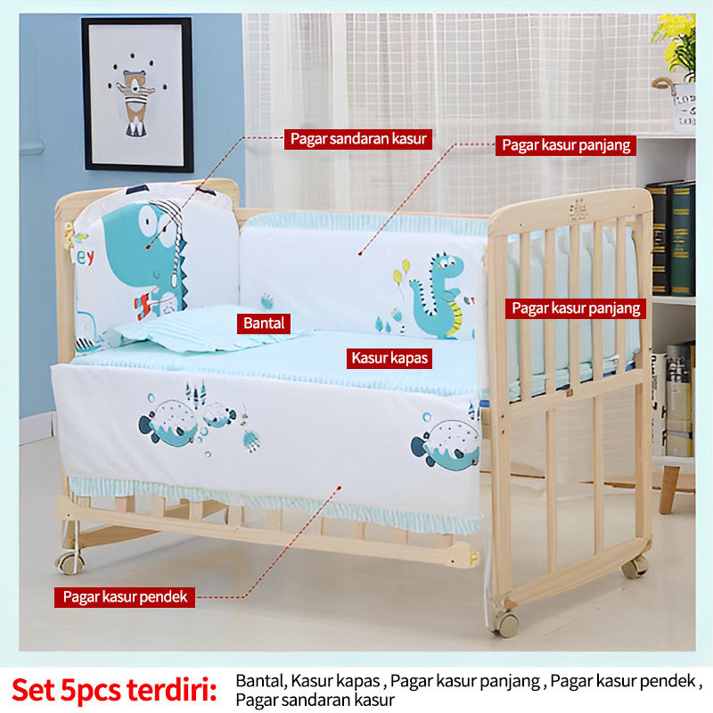PROMO Tempat Tidur Bayi /Tempat tidur kayu solid multifungsi / Tempat Tidur Bermain / Box bay / Kotak bayii
