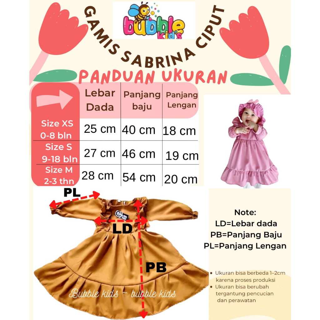 Gamis Sabrina Free Ciput Bayi Anak Balita Fashion Muslim Katun Polos 0-4 Tahun putih bersih