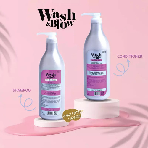 INAURA Wash &amp; Blow Hair Fiber Focus Shampoo Conditioner Kemasan Botol 1000gr