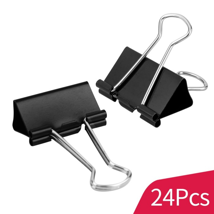 FYGALERY DELI046 Klip Binder / Binder Clip - Hitam&amp;Black 24/Tube 32mm E8563A