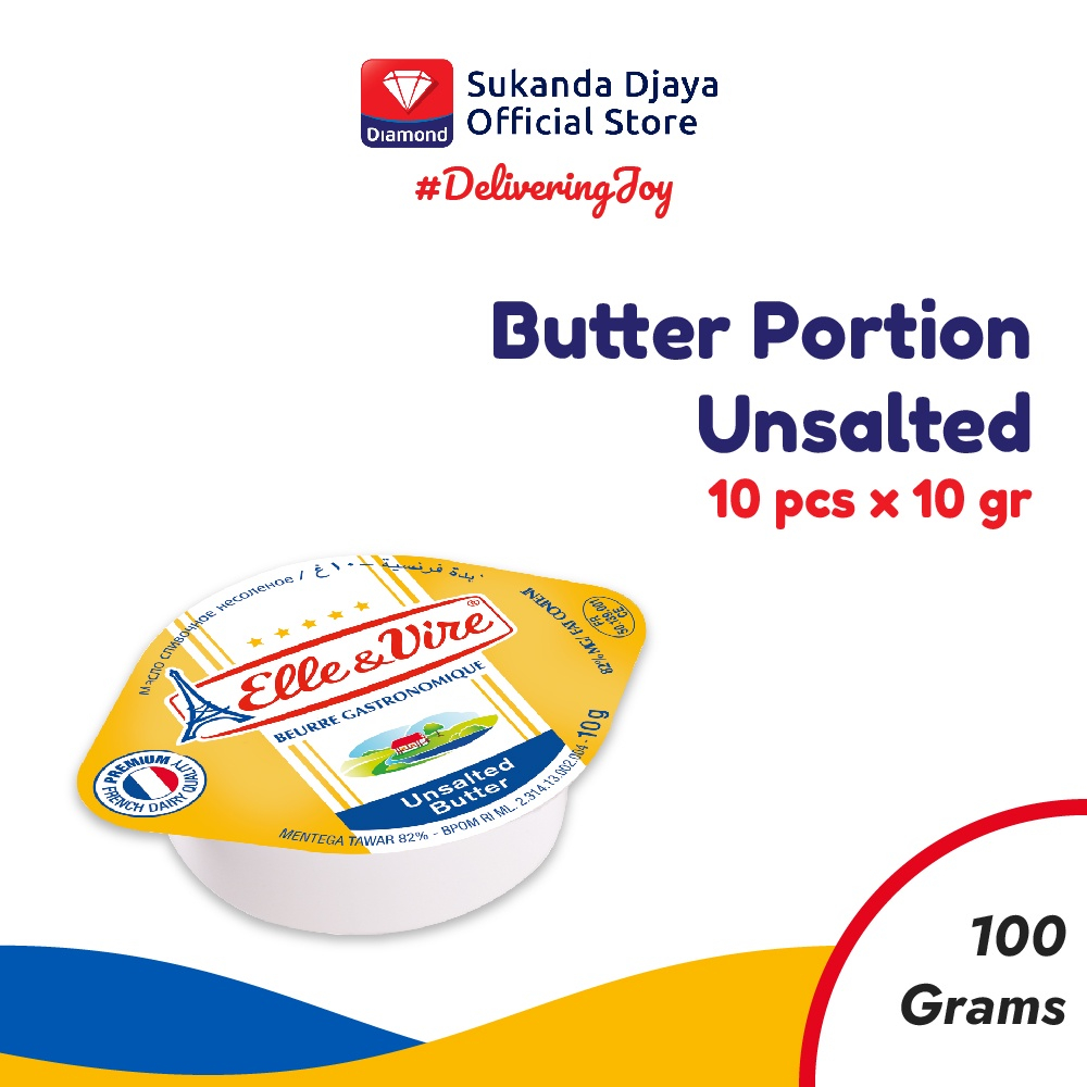 

Elle & Vire Butter Portion Unsalted 10x10g Mentega Tawar